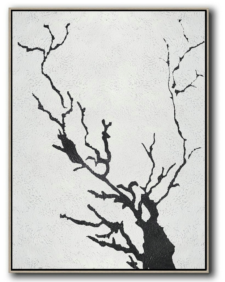 Unique Canvas Art,Black And White Minimal Painting On Canvas - Canvas Paintings For Sale